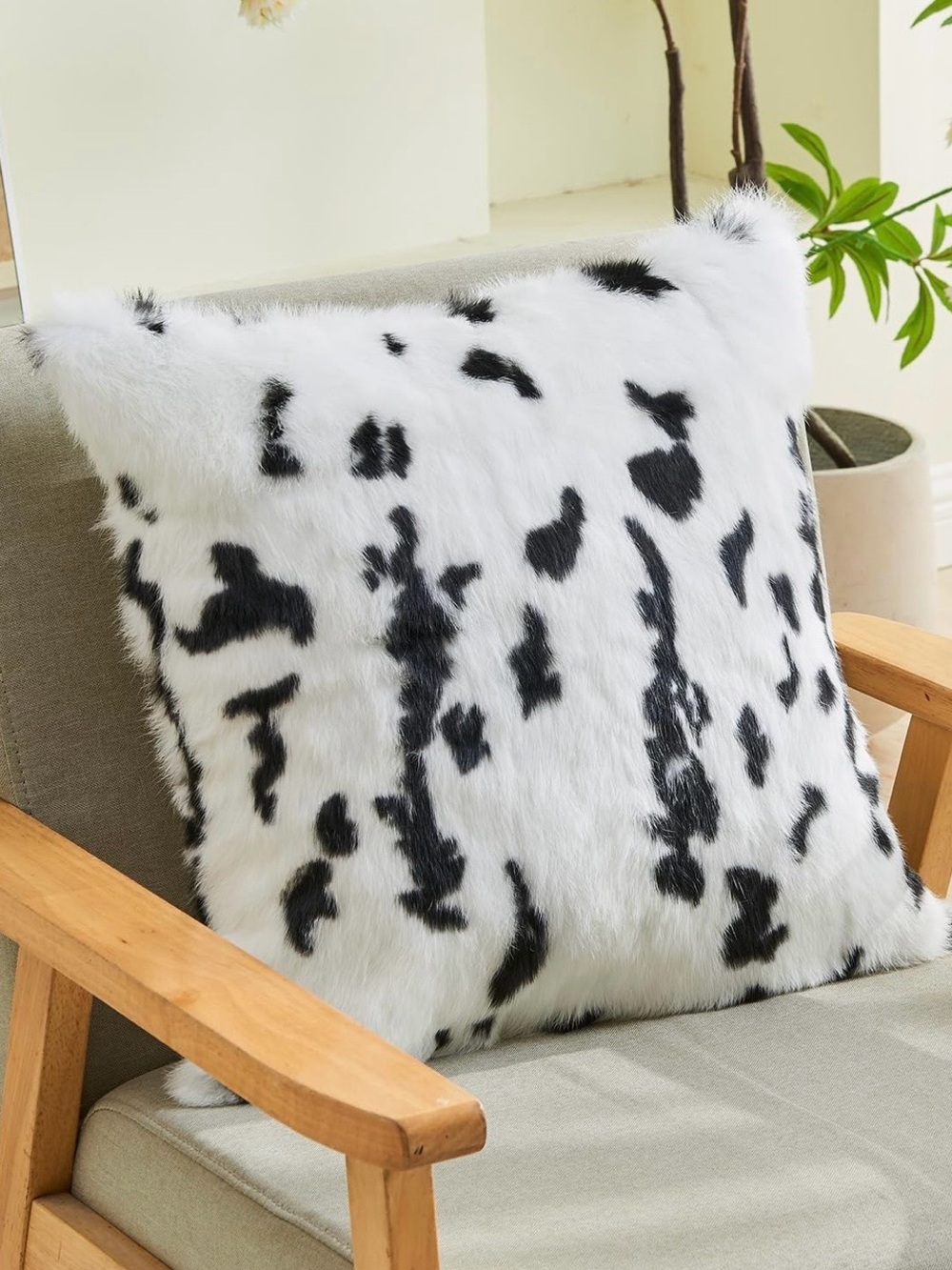 Fur Black & White Spot Throw Pillow Cover